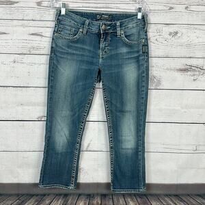 Silver Jeans Womens 27‎ Blue Midrise Western Stretch Aiko Capri Rodeo